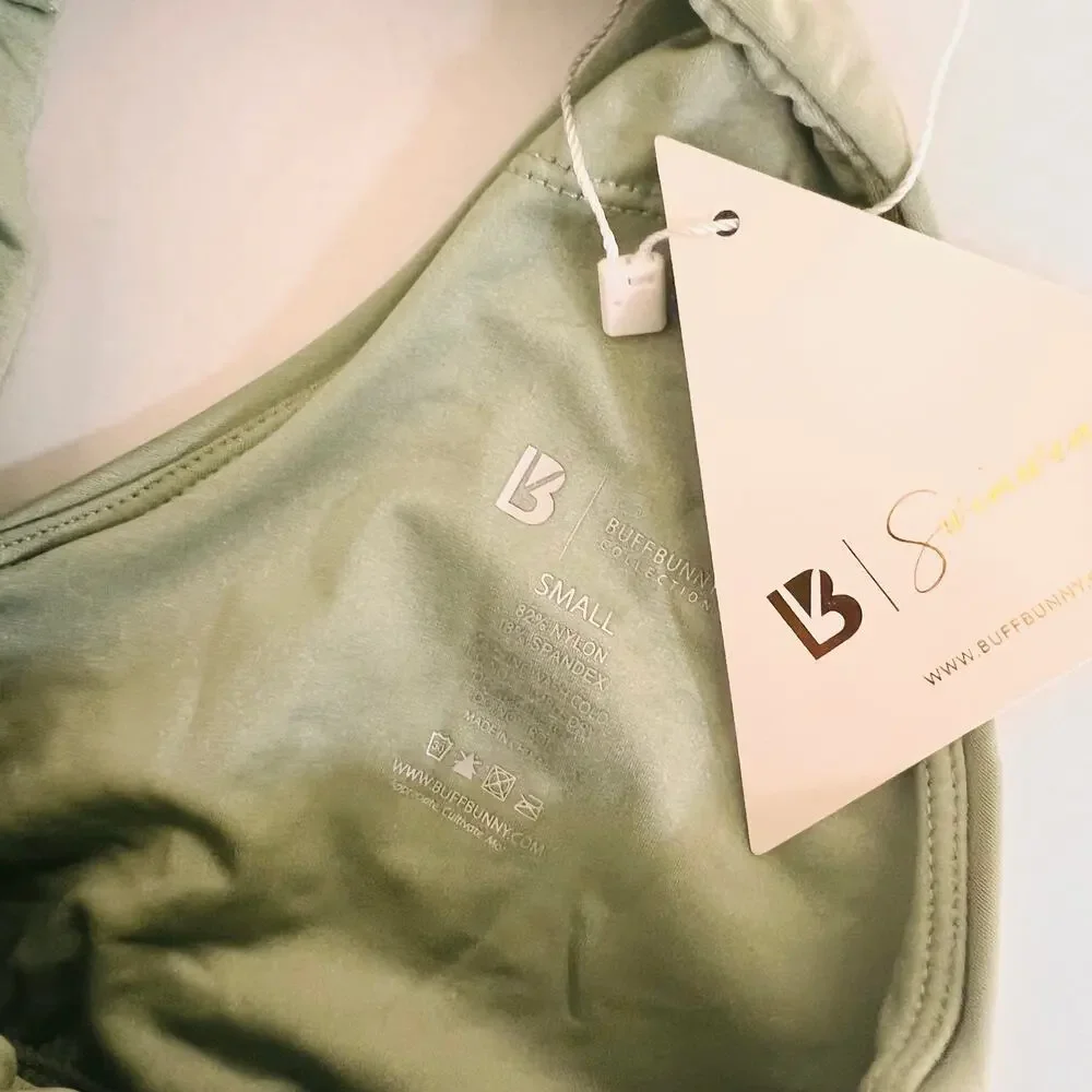 Buffbunny Green Knotted Front Bikini Top Size S Small NWT